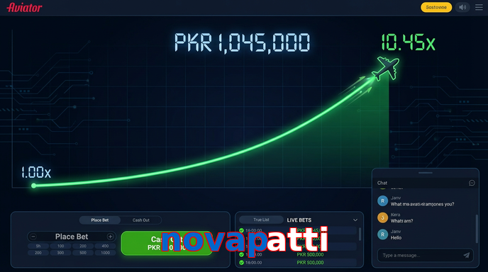 Main screen of Novapatti aviator page for PK players
